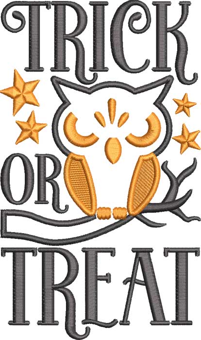 Trickor treat owl embroidery design