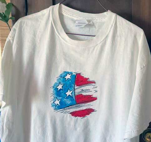 splatter sketch flag tee shirt