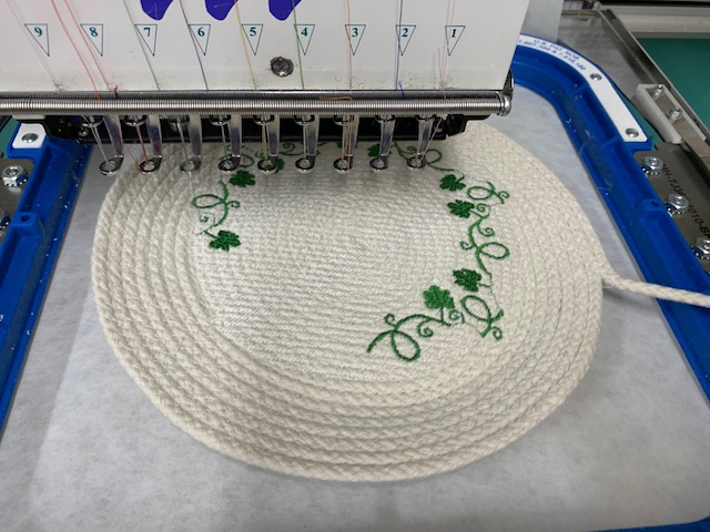 embroidering rope bowl bottom