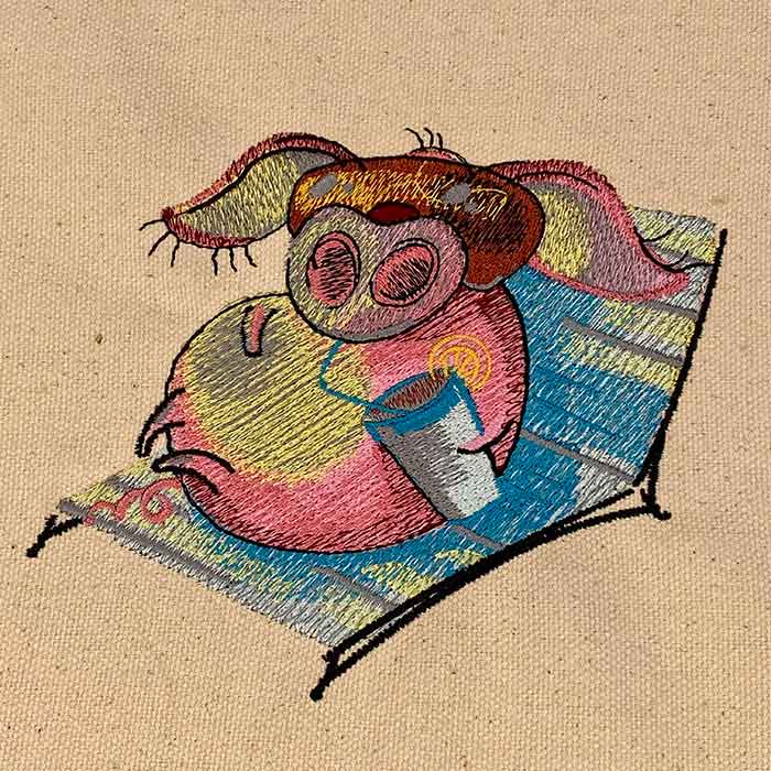 Funny pigs rest embroidery design