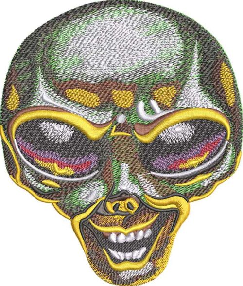 Alien head embroidery design