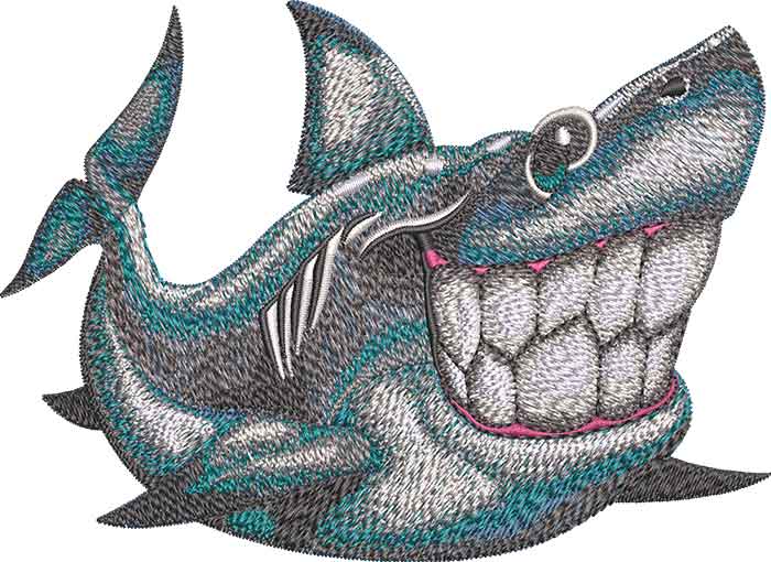 Cute shark embroidery design
