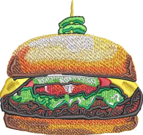 water-colour hamburger embroidery design