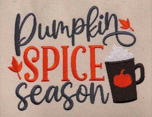 Pumpkin spice season embroidery design
