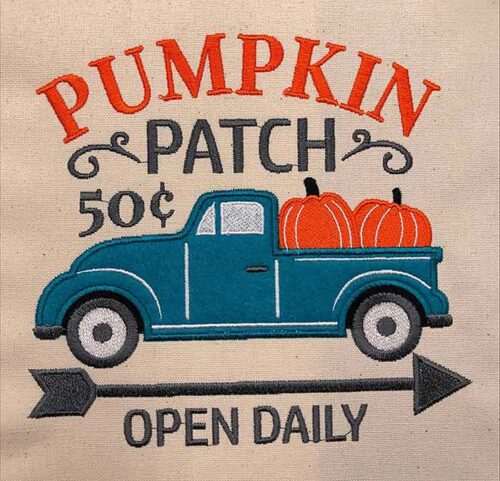 Pumpkin patch embroidery design