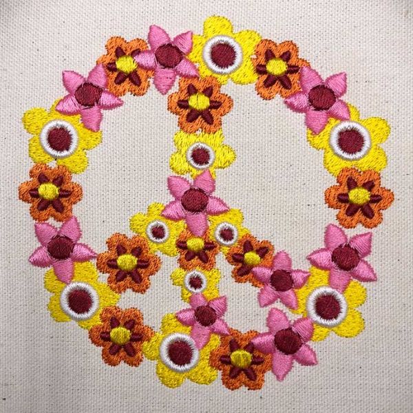 Hippie Art peace embroidery design