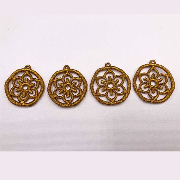 Gold tone filigree pendants Embroidery design