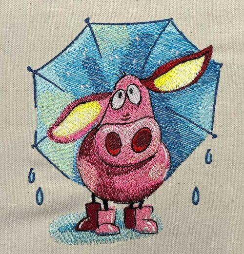 Funny Pigs wet embroidery design