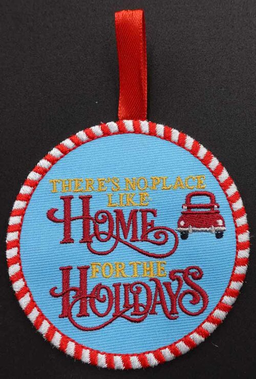 home for the holidays ornament embroidery design