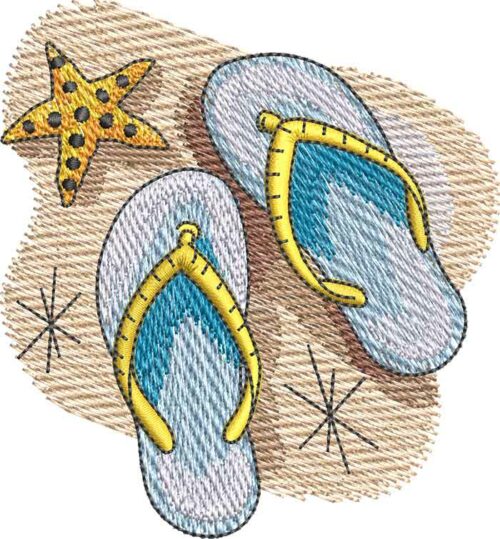 Watercolor Flip Flops L Embroidery Design