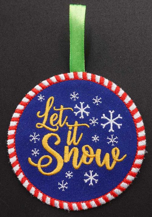 let it snow ornament embroidery design