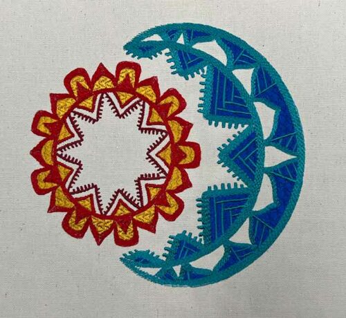 Light and lunar embroidery design