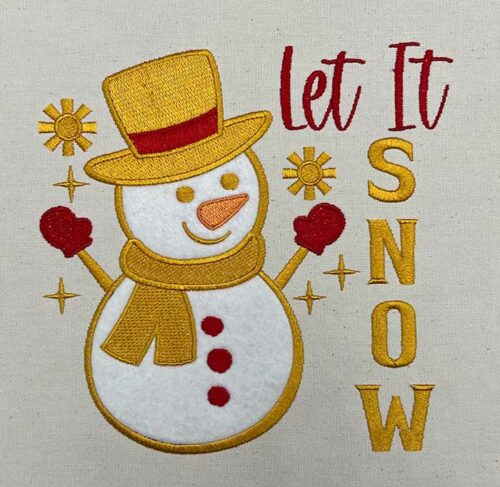 let it snow embroidery design