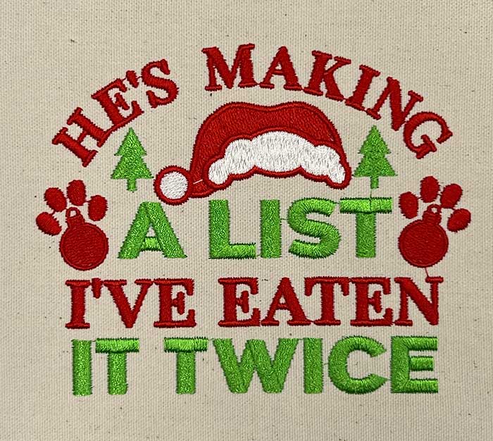making a list embroidery design