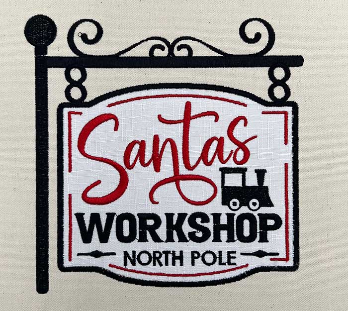 santa's workshop embroidery design