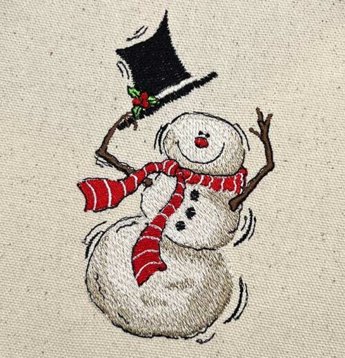 snowman dancing embroidery design
