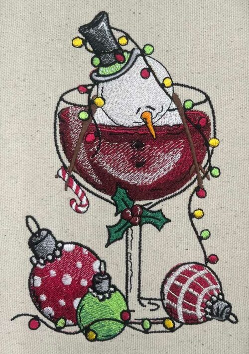 tipsy snowman embroidery design