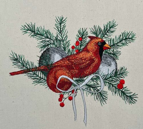 cardinal Christmas embroidery design