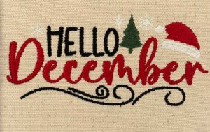 Hello December embroidery design