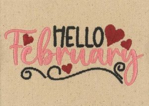 Hello February embroidery design
