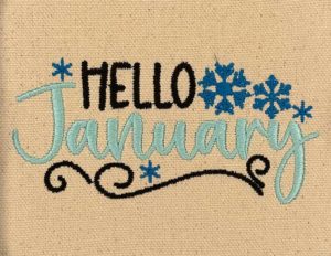 Hello January embroidery design