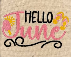 Hello June embroidery design