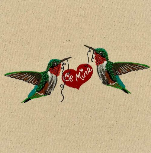 Hummingbirds be mine embroidery design