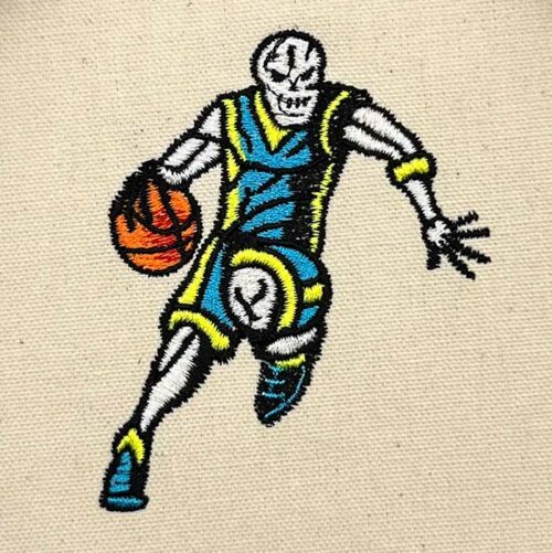Skeleton Basketball Player Embroidery Design