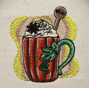 pumpkin spice latte embroidery design
