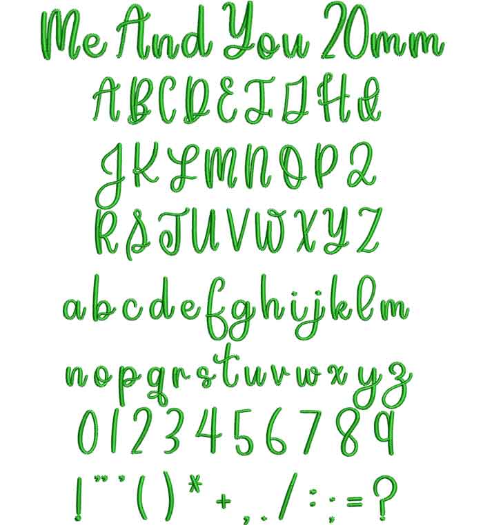 Me and You 20mm esa font