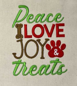 Peace love joy embroidery design
