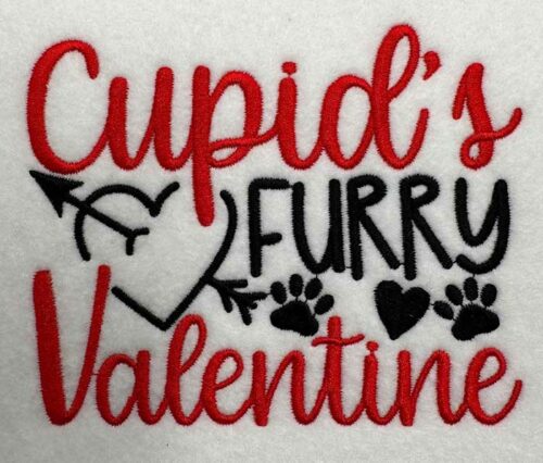 Cupids furry valentine embroidery design