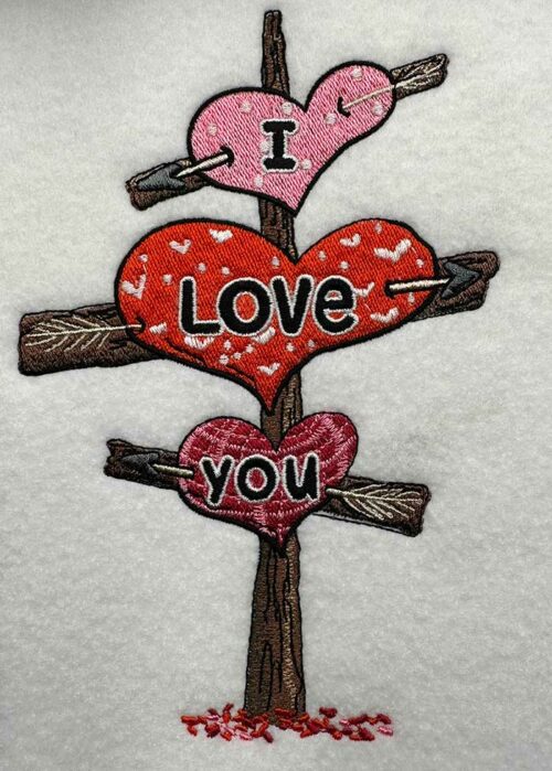 I Love You Valentine sign post embroidery design