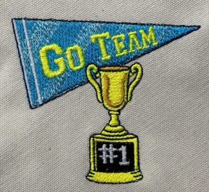 trophy and pennant embroidery design