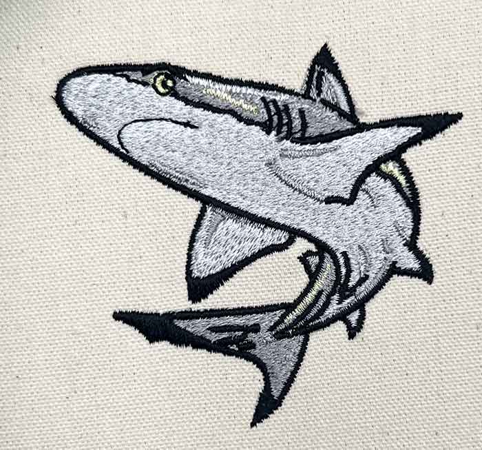 shark swimming embroidery design