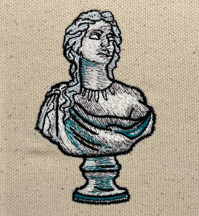 museum statue embroidery design