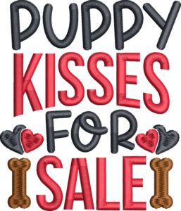 puppy kisses embroidery design