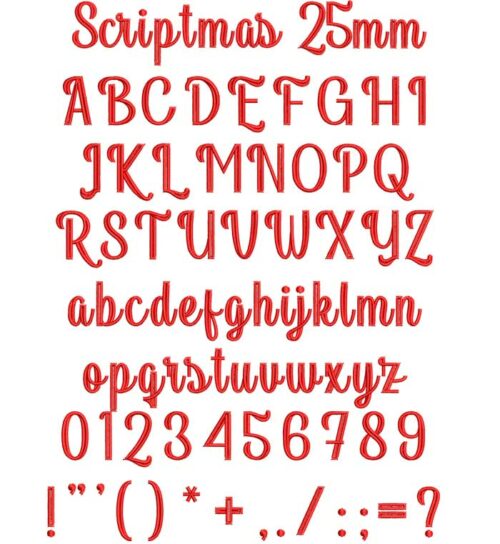 Scriptmas 25mm ESA Embroidery Font