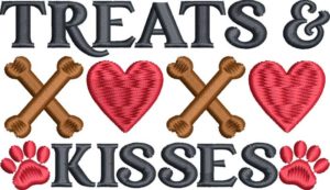 treats and kisses embroidery design