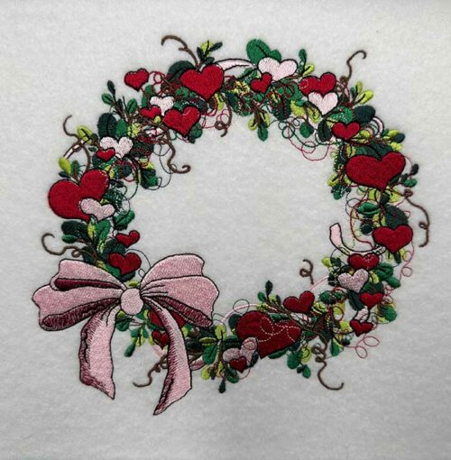 Valentines Day Wreath embroidery design