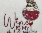 Wine Valentine Chickadee embroidery design