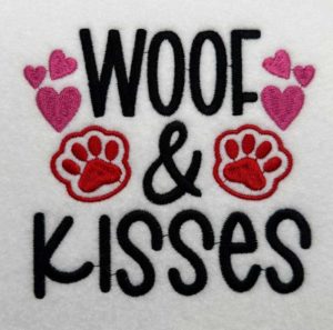 woof and kisses embroidery design