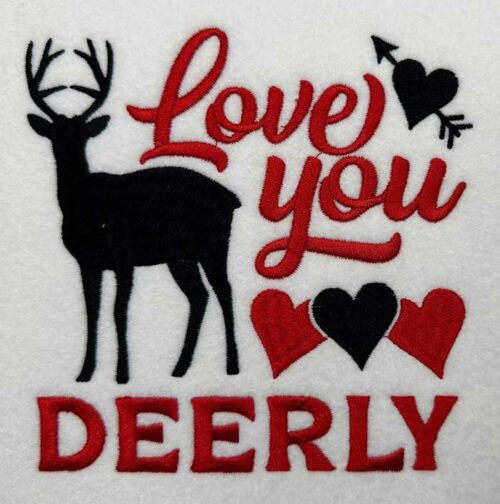 Love you deerly embroidery design
