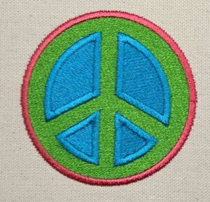Hippie Art peace symbol embroidery design