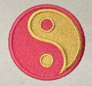 Hippie Art yin yang symbol embroidery design