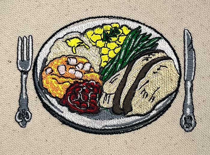 Thanksgiving meal embroidery design