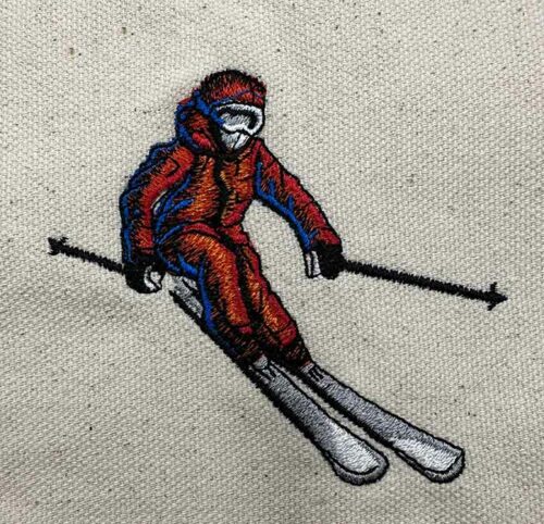 snow skiing embroidery design
