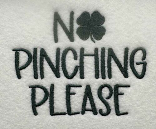 No Pinching Please embroidery design