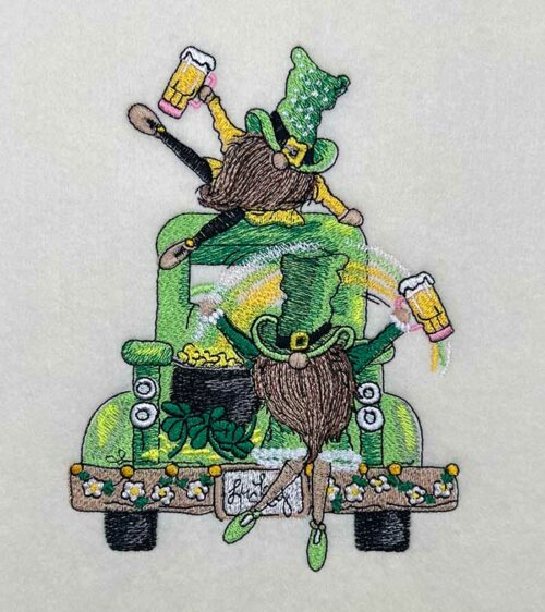 St. Pattys Gnome Truck Embroidery Design