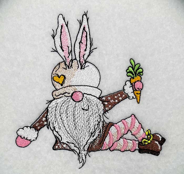 Bunny Gnome Carrot embroidery design